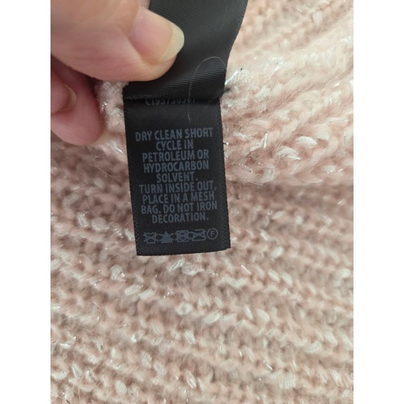 ST JOHN Blush Pink Metallic Twisted Rib Mohair Blend Pullover Sweater Woman Sz L - Picture 7 of 7